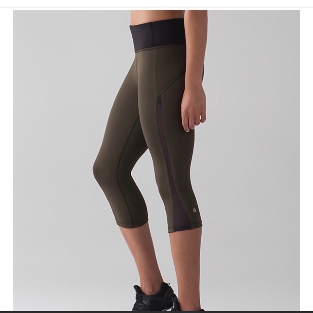 lululemon athletica Olive Green and Black Cropped Leggings